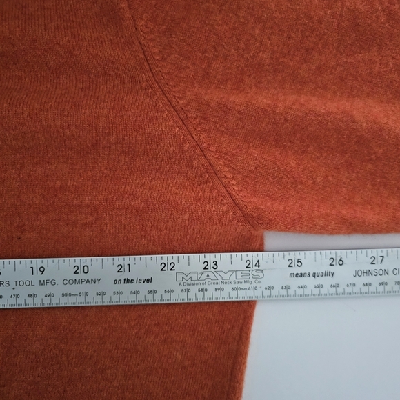 Forte 100% Cashmere Sweater Mens Size L Burnt Orange V-Neck Fall Soft Cozy Fall - Picture 6 of 9